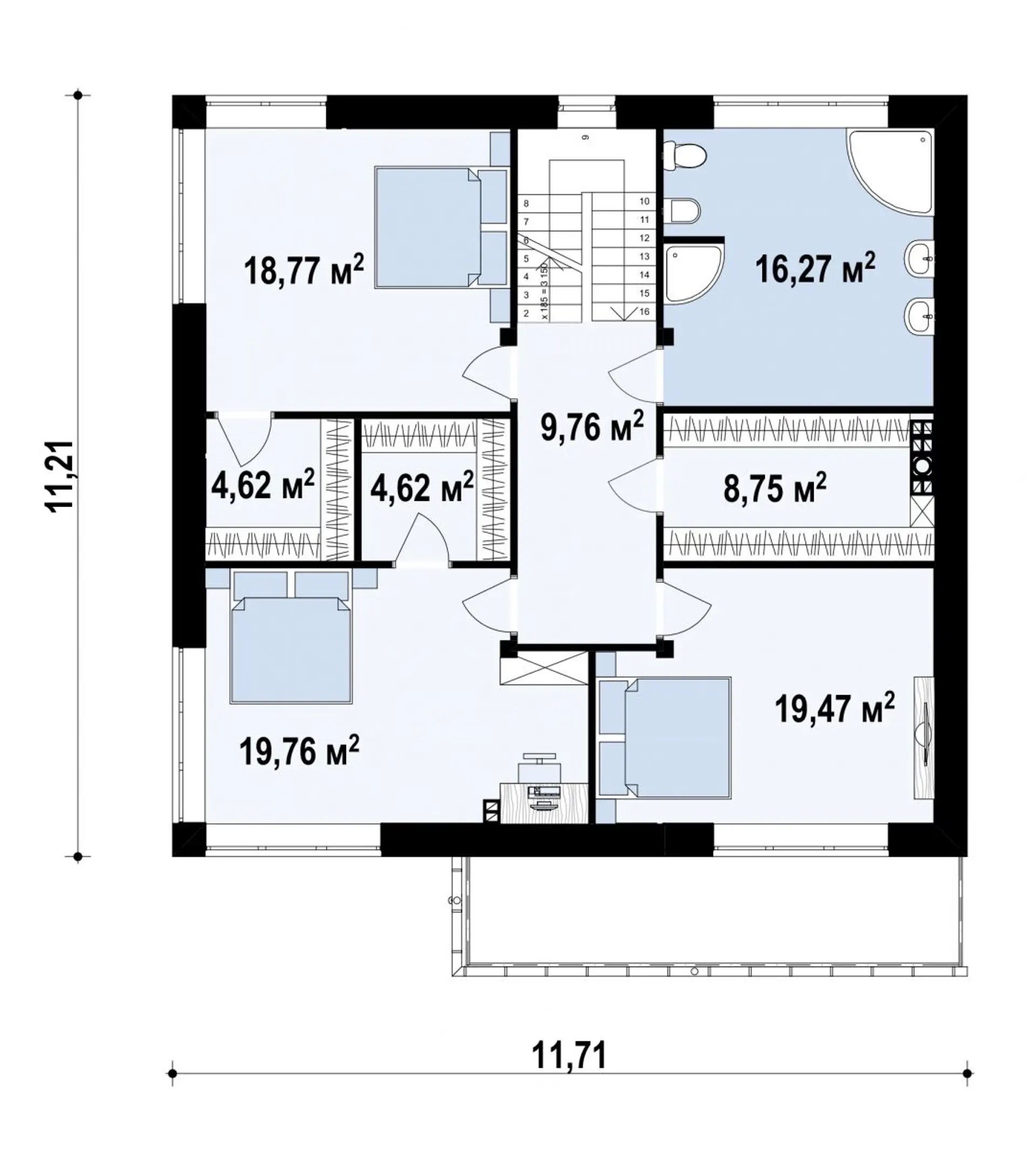 Двухэтажный дом с гаражом 210м² 3